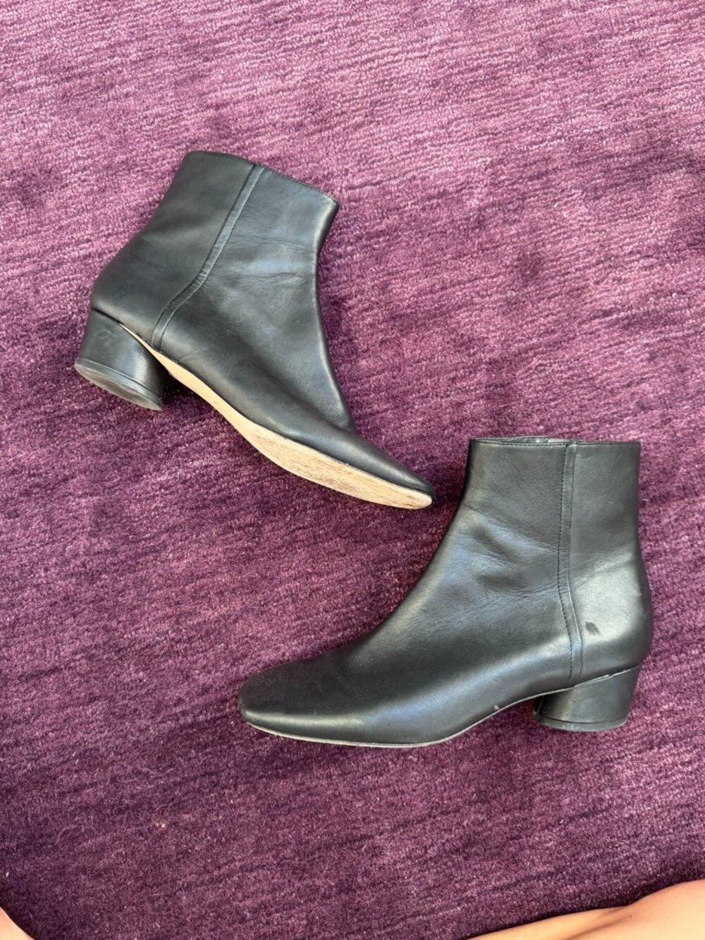 Vince Hailey Black Leather Square Toe Ankle Boots 10 / EU 41